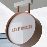 Enseigne lumineuse LED ronde double face pour extérieur, enseigne projecteur pour café, restaurant, commerce de détail, image de marque