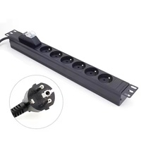 PDU Básica de 1U y 19" con Tomas C13, C19, Alemania, Reino Unido, EE. UU. y Universal de 6, 8, 10 y 20 Vías, Unidad de Distribución de Energía para Montaje en Gabinete o Rack de Servidor