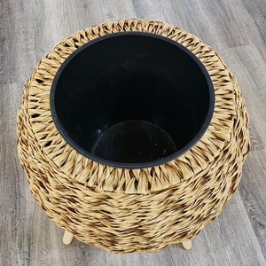 <span class=keywords><strong>Maceta</strong></span> tejida hecha a mano para plantas, <span class=keywords><strong>maceta</strong></span> de ratán PE con soporte, patas de madera, cesta para macetas al aire libre - Product Image 2