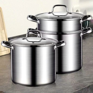 Utensilios de cocina de acero inoxidable de estilo clásico, olla de vapor con tapa de vidrio, juego de cocina para Pasta, olla de cocina de inducción, regalo perfecto - Product Image 2