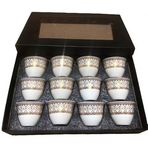 Ensemble de 12 tasses à café turques en céramique, style arabe, vente en gros, prix d'usine, coffrets cadeaux exquis - Product Image 1