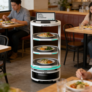 <span class=keywords><strong>Robot</strong></span> de <span class=keywords><strong>service</strong></span> commercial Temi GO AI pour restaurants, écran tactile 13,3 pouces, recharge automatique, personnalisable pour la livraison dans les restaurants/hôtels/centres commerciaux - Product Image 1