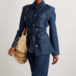 <span class=keywords><strong>Veste</strong></span> <span class=keywords><strong>en</strong></span> <span class=keywords><strong>jean</strong></span> ceinturée <span class=keywords><strong>mi</strong></span>-<span class=keywords><strong>longue</strong></span> pour <span class=keywords><strong>femme</strong></span> avec imprimé léopard et logo brodé pour toutes les saisons-été hiver automne - Product Image 3