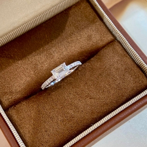 Aazuo – bague de fiançailles en or blanc massif 18 carats pour femmes, diamants cultivés en laboratoire, coupe émeraude, cadeau charmant pour fête de mariage, bijoux réels - Product Image 2