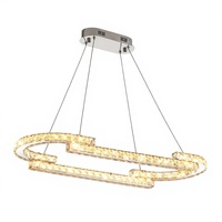 Lustre moderne en cristal K9, lampe suspendue en acier doré de luxe avec forme ovale à économie d'énergie pour la décoration du salon