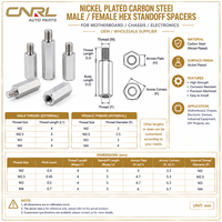 Entretoises hexagonales mâles et femelles en acier au carbone nickelé M2-M4 pour châssis de carte mère – Fournisseur OEM en gros