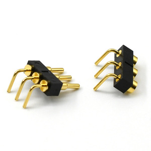 3-पिन राइट-एंगल पोगो पिन कनेक्टर-स्प्रिंग-लोडेड पुरुष/महिला प्लास्टिक आवास - Product Image 3