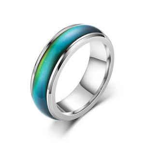 Wholesale 6mm Titanium Stainless Steel Gradient Ramp Temperature Mood <b>Ring</b> Color Change Men Women Fashion Jewelry <b>Rings</b> - Product Image 6