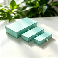 Boîte à bijoux personnalisée de Noël, vert clair nacré, boîte à bijoux carrée en carton, boîte cadeau vierge avec cordon de serrage