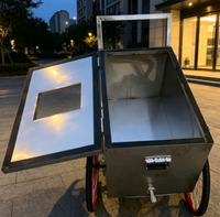 Chariot à glaces en acier inoxydable, chariot mobile pour la vente de glaces en rue