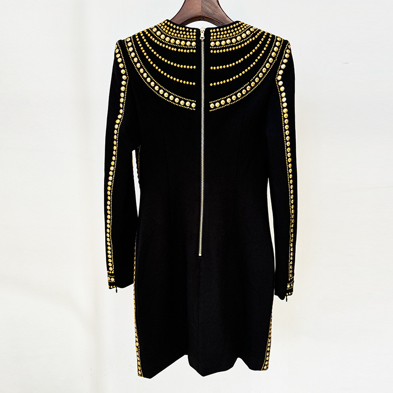 LS2507 High Neck Sexy Black Mini Gold Beading Luxury Dress LS2507 High Neck Sexy Black Mini Gold Beading Luxury Dress