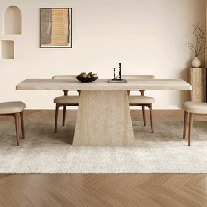 Mesa de Comedor de Piedra Multifuncional de Estilo Retro Moderno Francés con Combinación de Sillas, Sensación de Alta Gama, 6 Plazas, para Uso en Restaurantes - Product Image 3