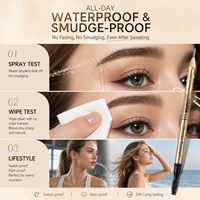 Crayon à sourcils double embout avec brosse, teinté, waterproof, anti-bavures, ne se décolore pas, pour des sourcils naturels et sauvages