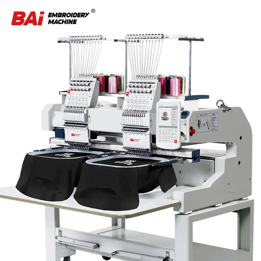 BAI high speed automatic computerized two heads 15 needles embroidery machine for sale