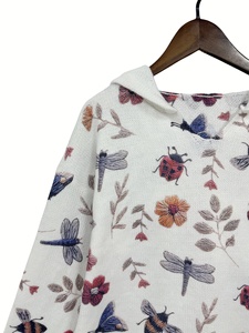 Maglione da donna con cappuccio e grafica floreale a farfalla e ape, 2026, stile Cottagecore, girocollo, a maniche lunghe, in maglia grossa a trecce con fiori - Product Image 5