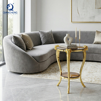 Personnaliser tête de bélier moderne de luxe galvanoplastie petite table basse en verre avec cadre en acier inoxydable doré