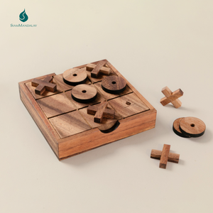 2D Tic Tac Toe : Wooden Tic Tac Toe <b>Game</b> 14 x 14 x 3 cm for 2 Player Family Bond Board <b>Game</b> Made in Handcrafted from Thailand - Product Image 6