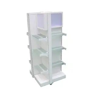 Cosmetic Display Shelves For Retail Store Supermarket White Store Shelves Shelving Display Gondola Rack