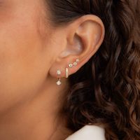 Boucles d'oreilles empilables en or avec mini zircon transparent, clous, pendantes, créoles Huggie, bijoux d'oreille pour cartilage