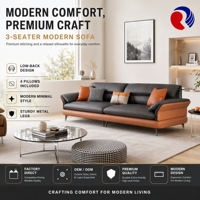 Ensemble de canapés de bureau présidentiel en cuir moderne, 3 places, avec structure métallique, canapé de luxe pour salle de direction, vente en gros
