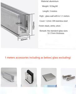Profil Railing Kaca <span class=keywords><strong>Aluminium</strong></span> Seri 6000 Berkualitas Tinggi untuk Balkon, Layanan Pemotongan yang Dapat Disesuaikan - Product Image 4