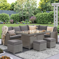 Audu Ensemble de meubles de patio avec table de foyer au gaz Couvercle en maille pour chauffage au propane carré pour pierre de lave-pour cour parc