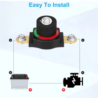Interrupteur de coupure de batterie noir 12V-48V à 2 voies avec borne latérale en cuivre pour voiture, camping-car, bateau