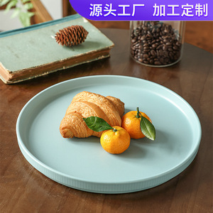 Nordic Style Ceramic Plates 10.6 Inches Round Solid Color Durable Home <b>Dinnerware</b> - Product Image 5