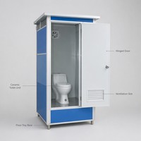 Toilettes publiques portables d'extérieur à faible coût, préfabriquées, à compartiment unique, étanches, ventilées, installation rapide
