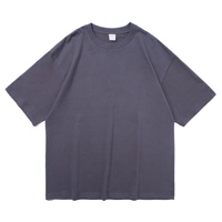 Zomer 240g Oversized T-shirt met lage schouderlijn, 100% katoen, effen vintage stijl, kleurvast, krimpvast, comfortabel, ademend, zacht, losvallend