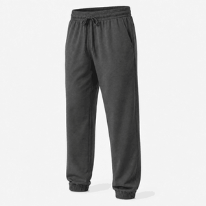 Pantalones de chándal de forro polar negros, de cintura media, con cordón, informales, de largo completo, color liso, ajuste holgado, para primavera, con bolsillos y puños transpirables - Product Image 5