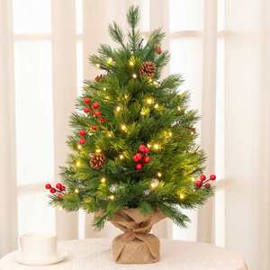 Árbol de Navidad Pequeño de Mesa de 45/60/90 cm con Piñas y Bayas Rojas para Decoración Navideña - Product Image 1