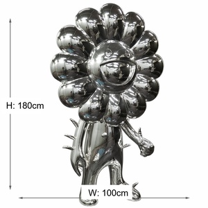 Sculpture de tournesol en résine de fibre de verre, finition chrome doré, pour décoration d'art moderne en extérieur, grand modèle d'ornement personnalisé YX-BLG-pkr - Product Image 6