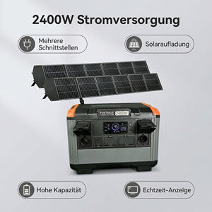 Station d'alimentation portable 2400W, générateur solaire 2000Wh, alimentation électrique, station d'énergie portable pour le camping, le camping-car et les situations d'urgence - Product Image 3