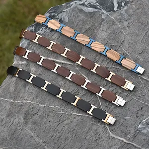 Bracelets unisexe or ou argent, vente en gros, bracelets en acier inoxydable, en bois, pour hommes, meilleur prix