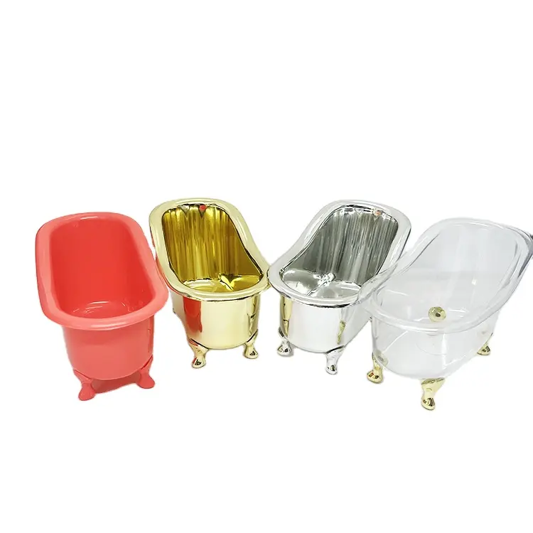 factory OEM Plastic PP mini bathtub cosmetic bottle container/ gold silver red daily care washroom soap holding package containers