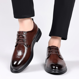 รองเท้าหนังลำลองสำหรับธุรกิจของผู้ชายสีน้ำตาลแบบผูกเชือกรองเท้าสำหรับใส่ทำงานสำหรับวัยรุ่นอายุ 18-40 ปี - Product Image 1