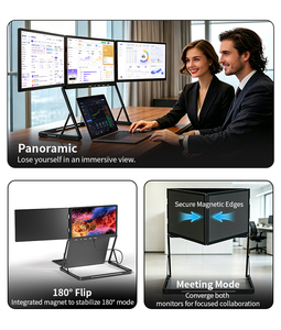 <span class=keywords><strong>Moniteur</strong></span> externe portable pliable en aluminium à triple écran, nouvelle version personnalisée 14 15,6 1080p FHD USB-C, configuration à un seul câble pour ordinateur portable - Product Image 5