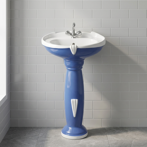 Ensemble de lavabo sur pied Vinus Rustic Vitrosa, éco-responsable, résistant à l'eau, en céramique, lavabo autoportant pour salle de bain - Product Image 6