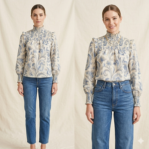 Camicetta da <span class=keywords><strong>Donna</strong></span> 2025 in Chiffon Floreale Vintage 5029089 <span class=keywords><strong>con</strong></span> <span class=keywords><strong>Volant</strong></span> alla Francese, Scollo a V Stratificato, Maniche Lunghe, Vestibilità Ampia, Primavera Estate, <span class=keywords><strong>con</strong></span> Bottoni - Product Image 6