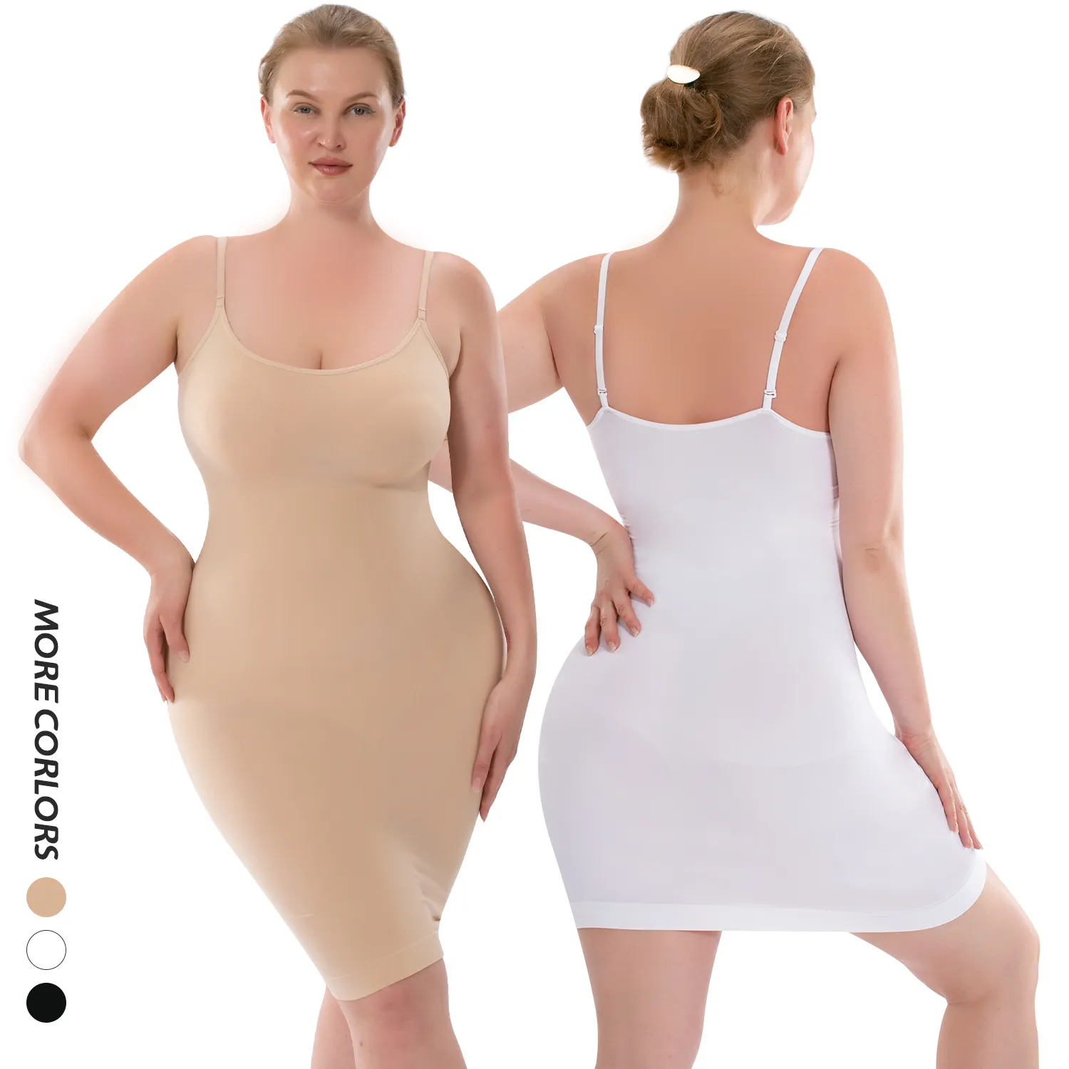 Vrouwen Glijdt Onder Jurken Buikcontrole Body Shaper Volledige Slip Dress Naadloze Shapewear Spaghetti Bands Cami Jurk