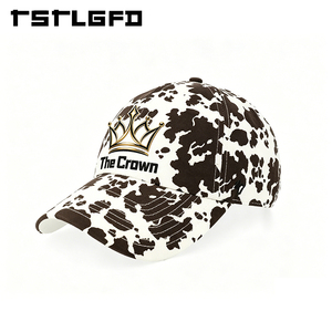 Gorra de Béisbol de 6 Paneles con Logotipo Personalizado Bordado en 3D, Gorra Estructurada con Estampado de Vaca, Venta al Por Mayor, Fabricante - Product Image 1