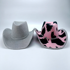 หมวกคาวบอยสีน้ำตาลประดับเลื่อมสีชมพูและคริสตัลสุดหรูจาก HLC เหมาะสำหรับคอสเพลย์ งานปาร์ตี้ธีมตะวันตก และตกแต่ง - Product Image 6