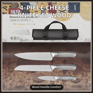 Ensemble de 4 couteaux de chef faits à la main en acier inoxydable avec collection de couteaux à découper et à trancher de qualité supérieure, étui en cuir inclus - Product Image 2