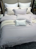 Ensemble de literie moderne en couleur unie, quatre pièces, ensemble de literie en fibre AINENG, housse de couette respirante et antibactérienne, évacuant l'humidité