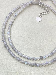 Collar de Cuentas de Cristal de Labradorita Facetada, Joyería Delicada con Piedras Preciosas, Cuentas Pequeñas Minimalistas Unisex de Moda - Product Image 6
