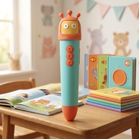 Stylo d'apprentissage Little Monster OID à 6 boutons personnalisables pour enfants, idéal pour l'étude des langues, l'enregistrement DIY et l'écoute d'histoires sur mesure