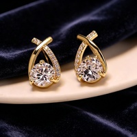 Boucles d'oreilles clous géométriques Bohan S925 en argent pur Yunhua pour femme, nouvelle collection, tendance, en moissanite, plaqué or 18 carats, micro-incrustation
