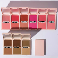 Palette de maquillage végane en poudre pressée de qualité supérieure avec blush, logo imprimé, blush crème longue tenue pour joues rouges, marque privée
