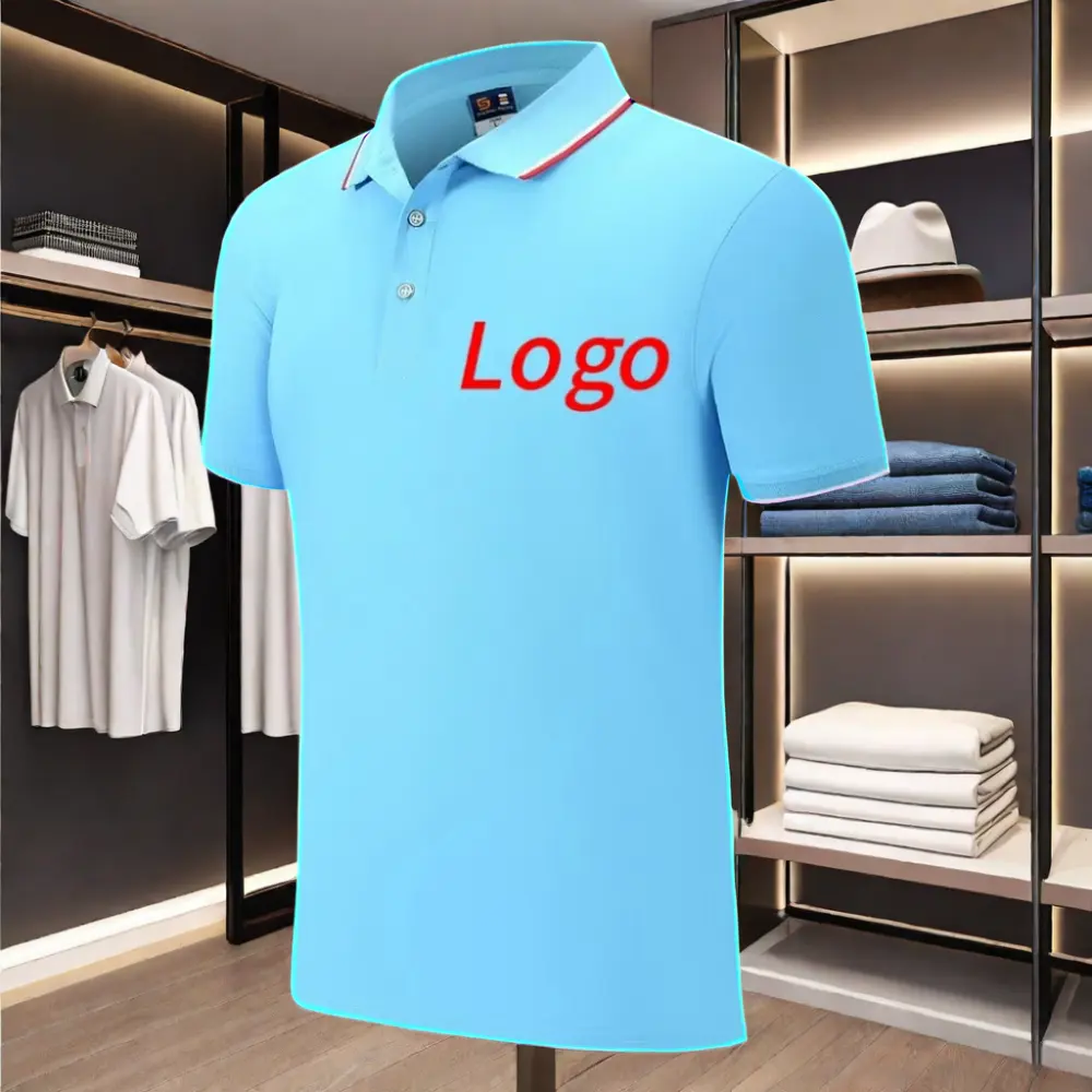 Kualitas tinggi dapat disesuaikan kaus Polo gaya Solid kaus Golf leher O dengan katun sutra bordir Logo grosir